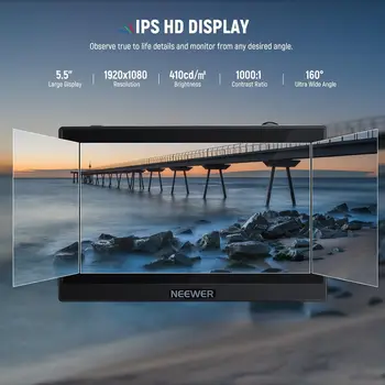 NEEWER F500 5.5 Inch Camera Field Monitor, HDR Touch Screen with 3D LUT, Waveform, Vector Scope, Full HD 1920x1080 IPS 4K HDMI detail image