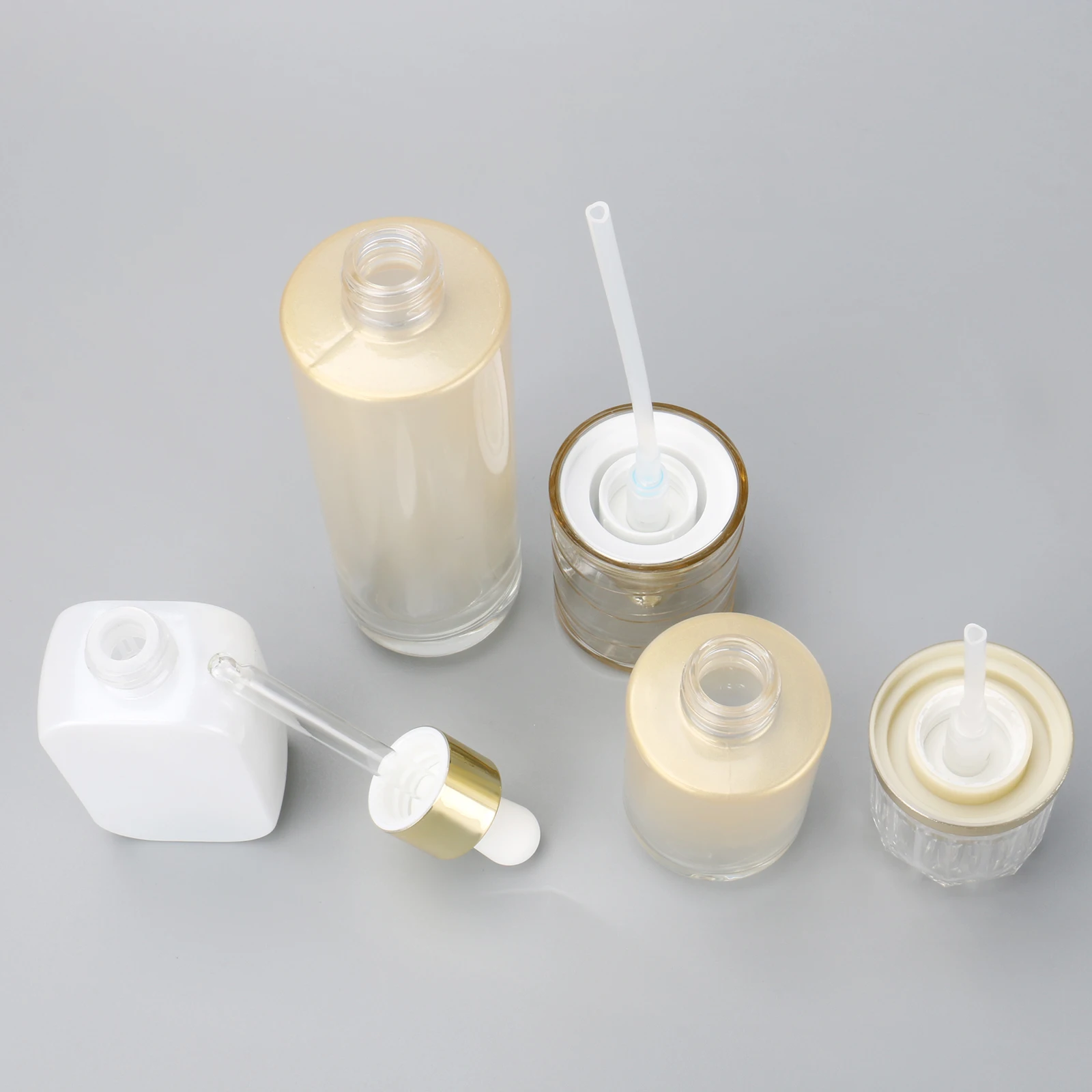 Luxury Skincare Serum Bottle Gold 40ml 100ml Cosmetic Glass Essential