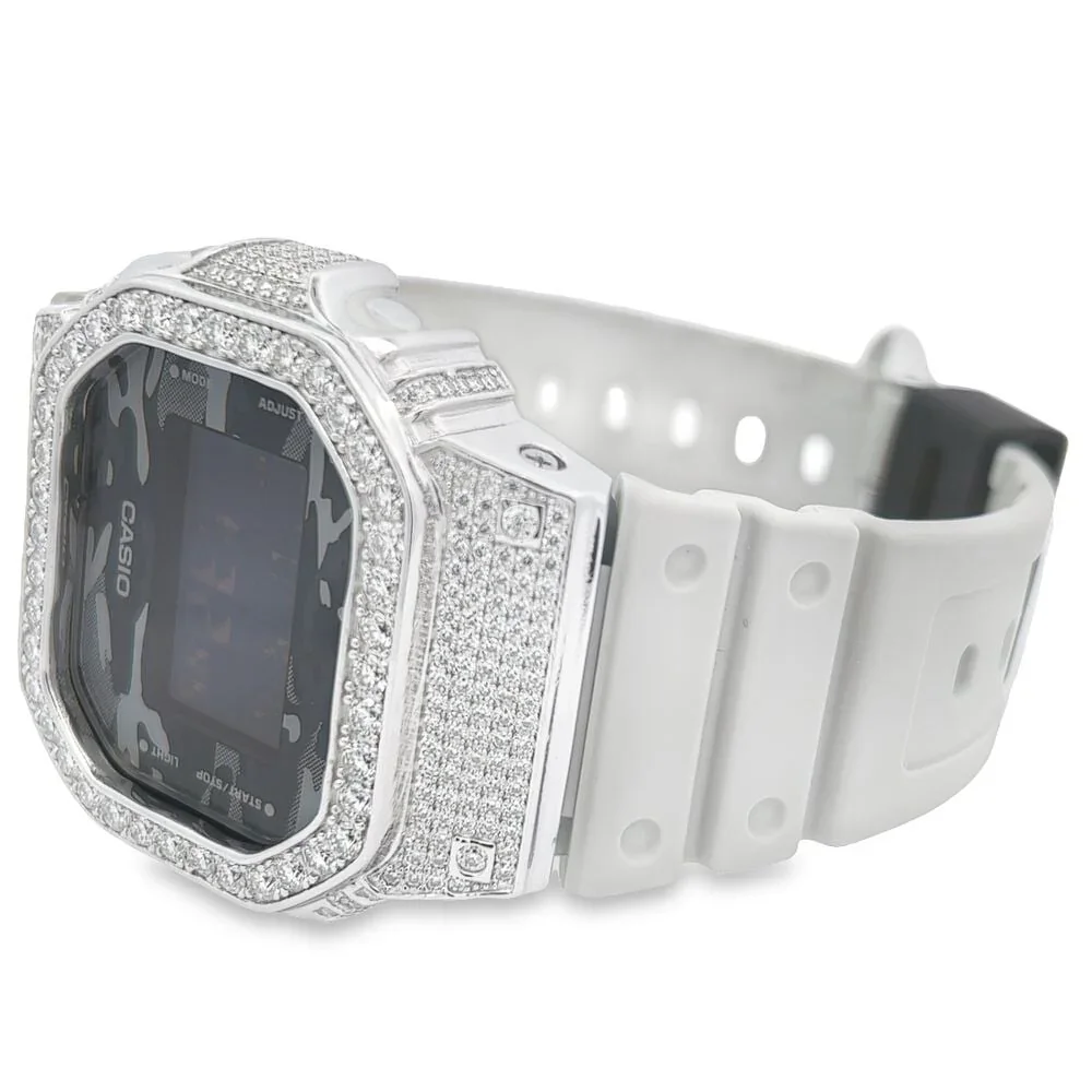 G-SHOCK DW-5600 ダイヤモンド装飾 ホワイト G-Shock 5600 Diamond Watch