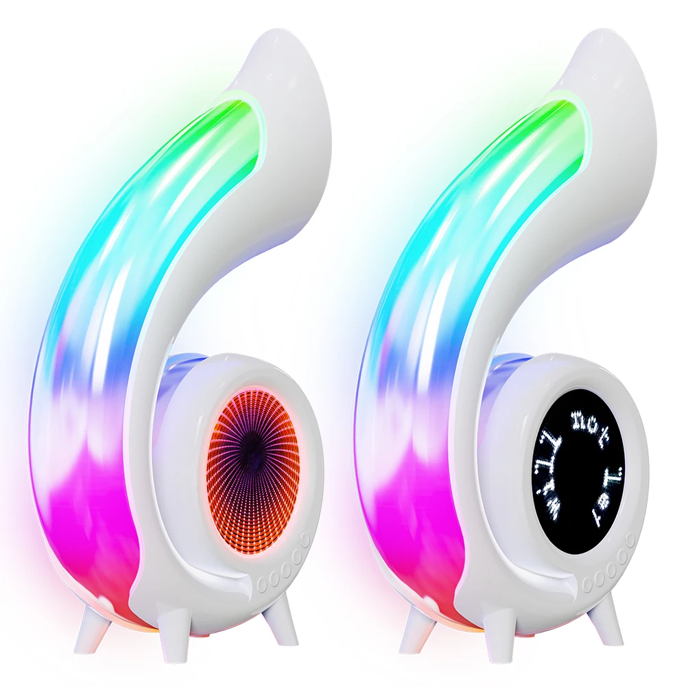 Latest Design G Shape Fullrange Speaker BT Speaker Night Light Multifunctional with Speaker Wireless Charger Bluetooth Led Lamp