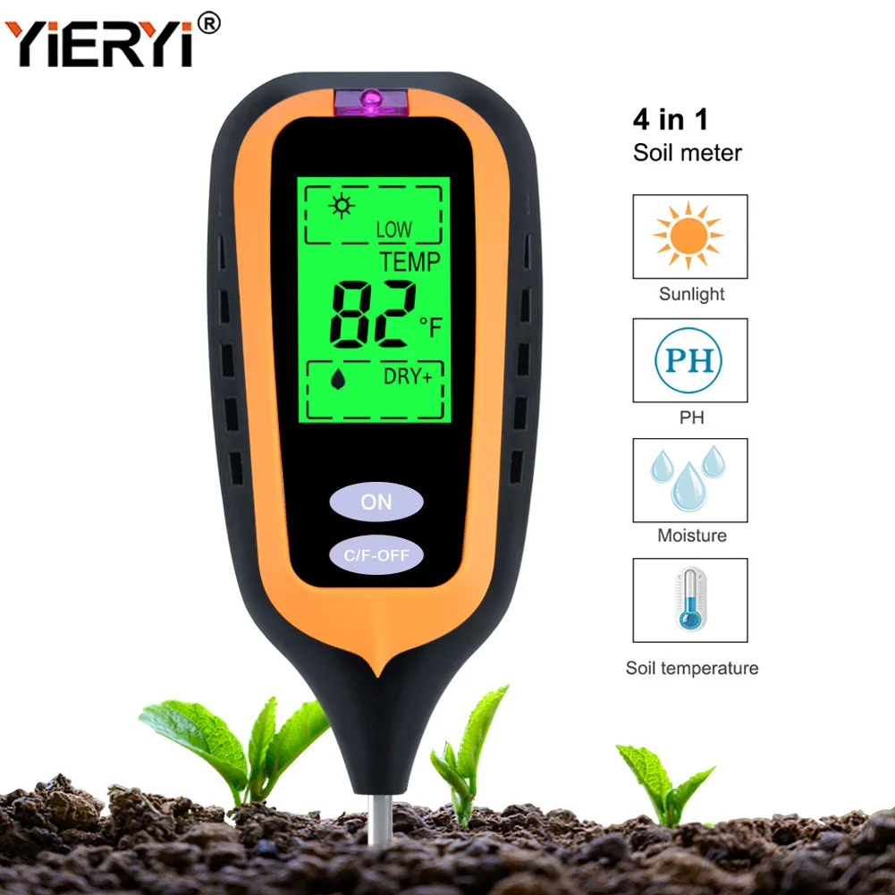 Digital 4 In 1 Soil Ph Meter Soil Moisture Meter Soil Sunlight ...