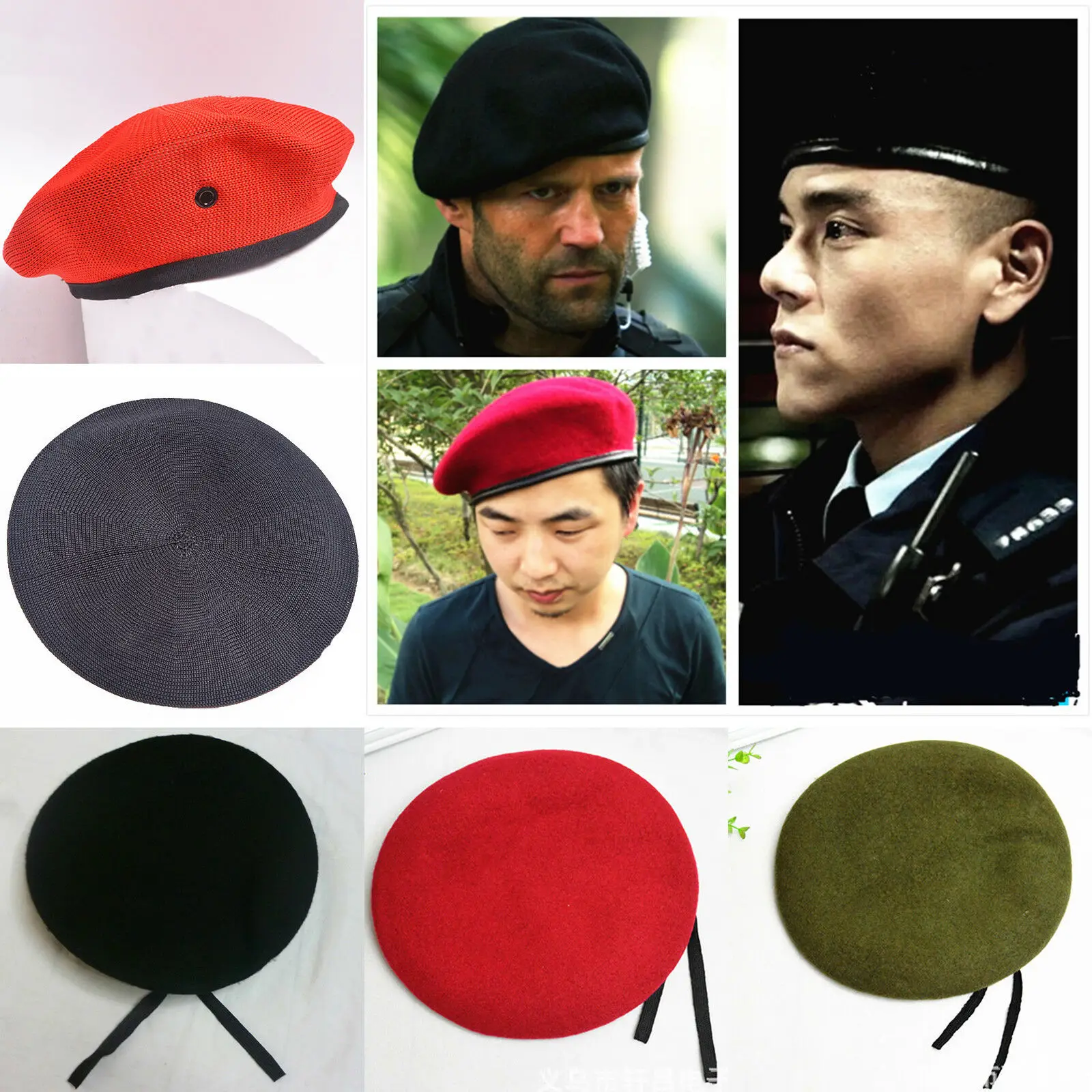 Wholesale Brown Black Wool Berets Caps Custom Embroidered Knitted Femme