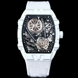 Carbon Fiber Case Sapphire Crystal Men's Mechanical Watch Water Social Evening Wear Automatic Winding Luxury Tourbillon Watches