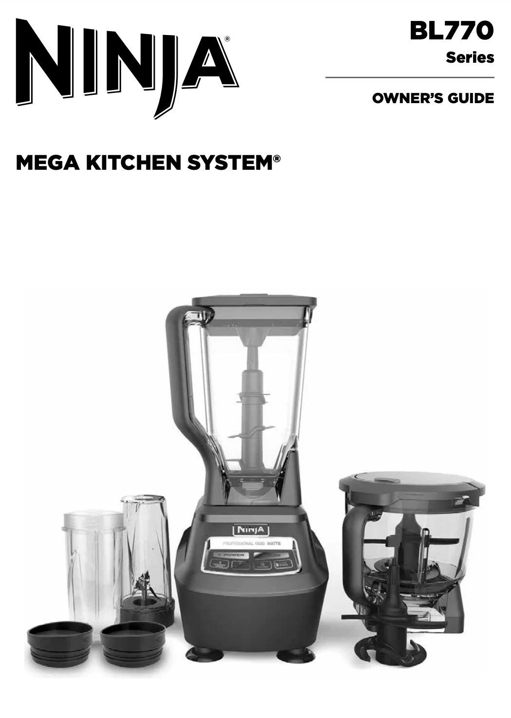 Ninjas Bl770 Mega Kitchen System 1500w,For Smoothies,Processing,Dough