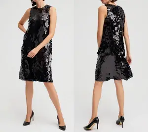 2026F/W Women's Luxury Fashion Embroidered Vest Dress New Style Knee-Length Evening Gown Bright Embroidery Small Neck Version