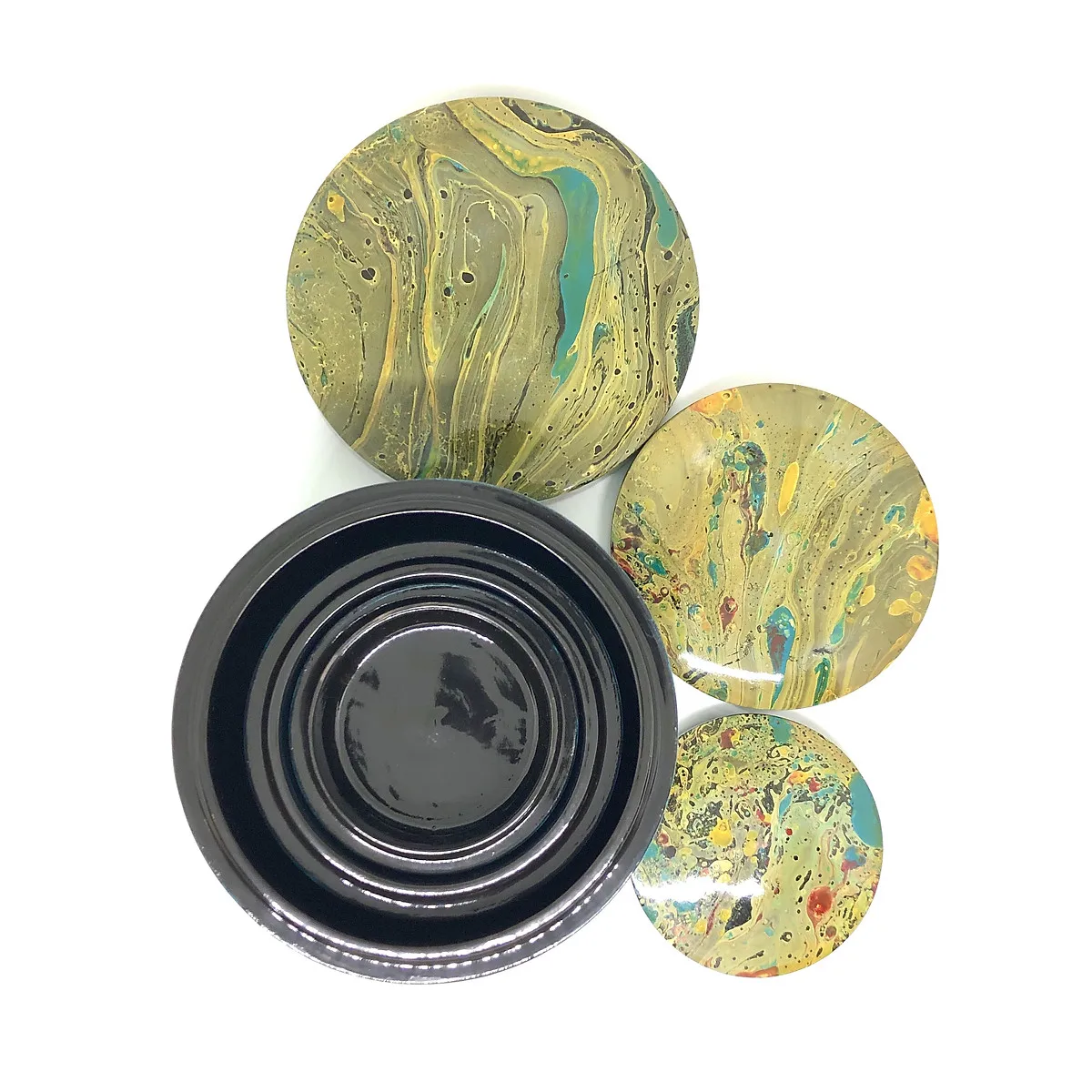 Высококачественный набор из 3 уникальных роскошных окрашенных лаковых коробок круглые колонны распродажа оптом Лучшая цена оптовый поставщик