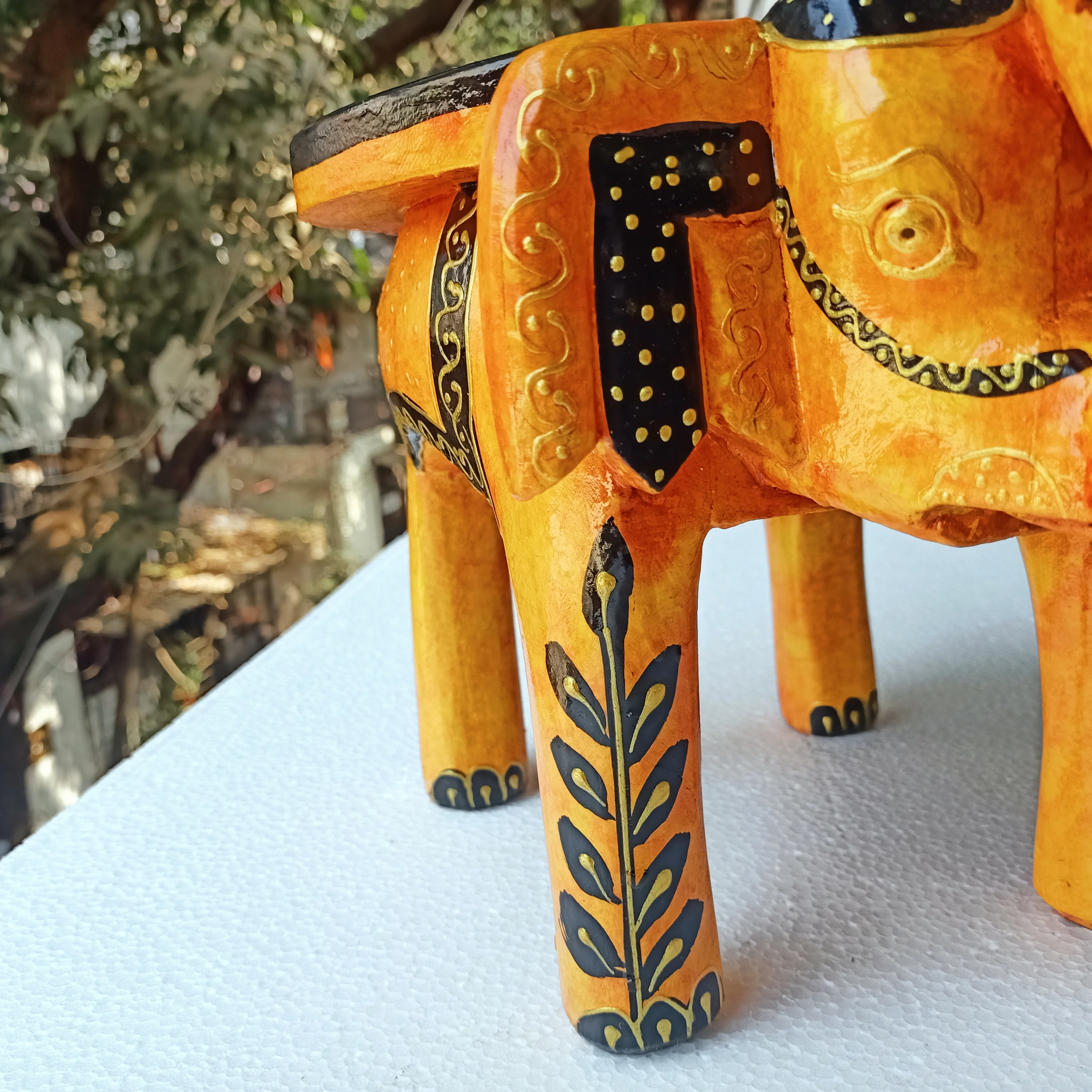 Custom Made  Wooden Hand Painted Elephant Stands Ideal for Use by Home Decoration Stores for Resale