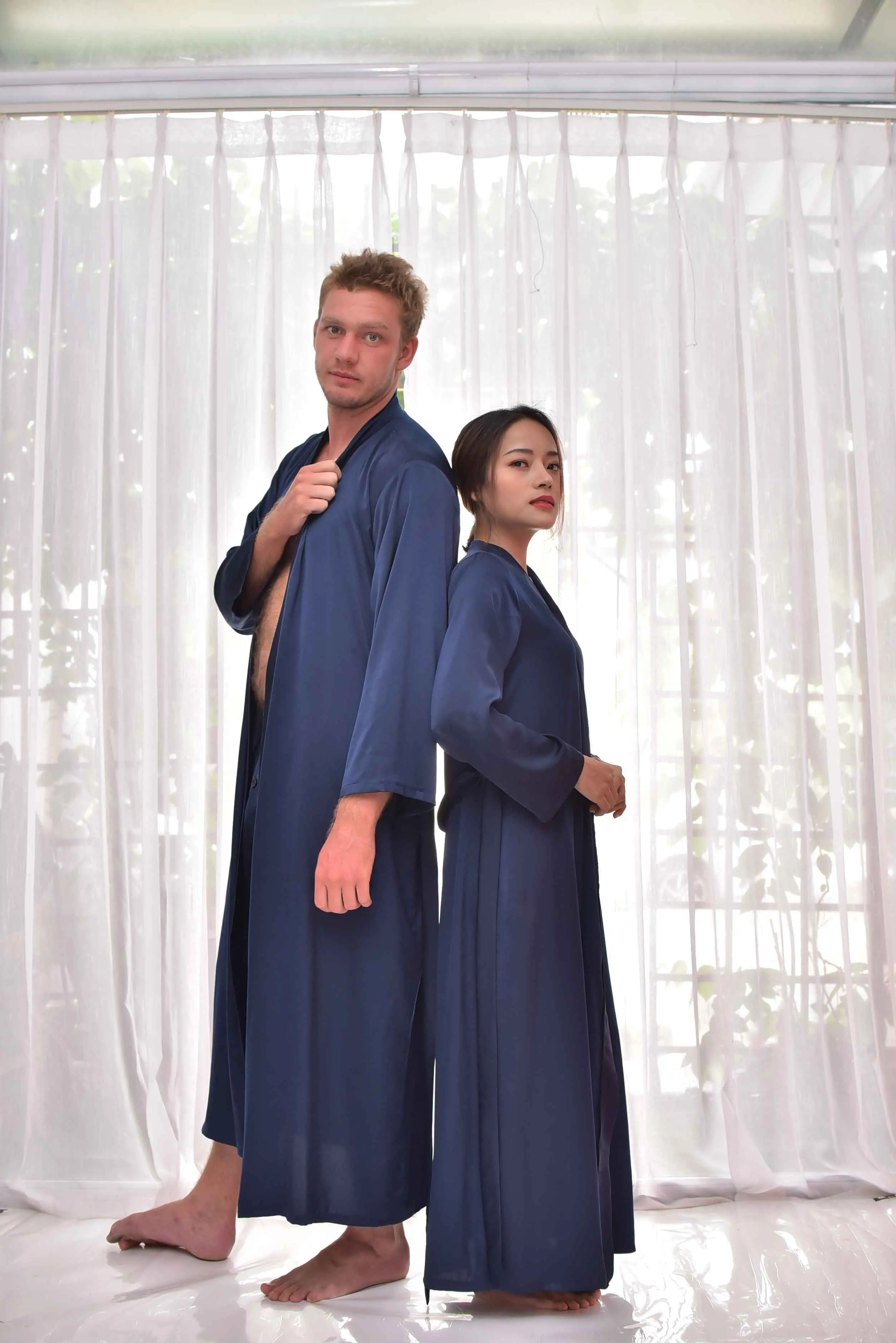 Wholesale Custom Silk Pajama Men Night Sleepwear Plus Size Satin Long