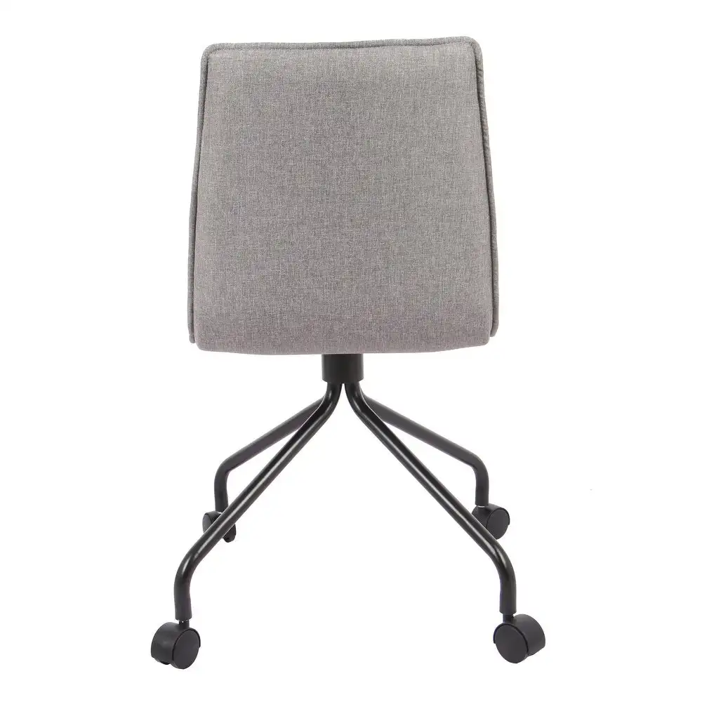 Modern Design Rolling Office Desk Chair With Channeling Charcoal Gray Upholstered Linen Fabric