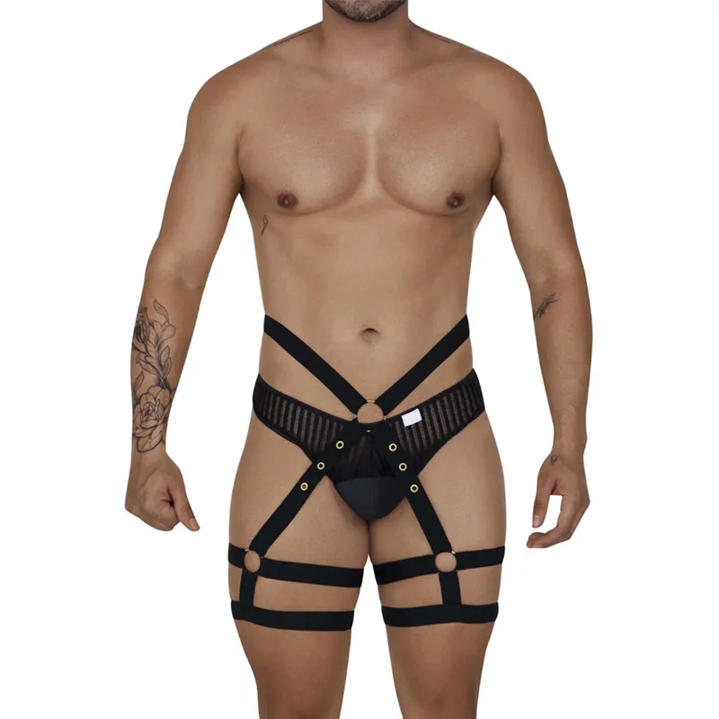 celebrity garter belt Men Garter Belt Pantyhose Underwear Effeminate Underwear Gay Open Nightclub  Clothing Sexy Silk Socks Mesh Jockstrap