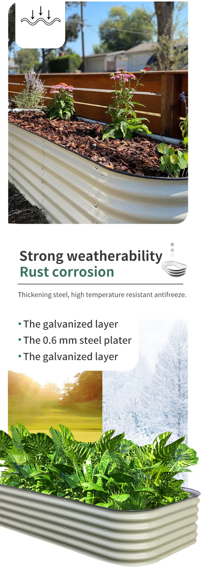 Raised Bed Kit Galvanized Planter Raised Boxes,Outdoor Oval Large Metal