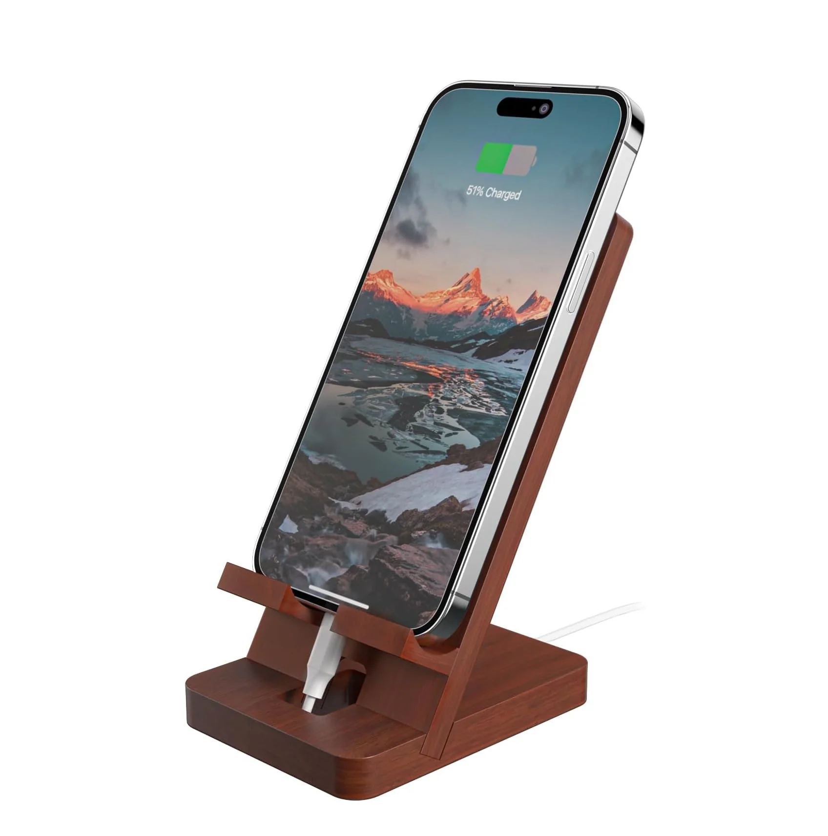 Wood Cell Phone Stand Phone Holder for Desk Tablet Display Stand for iPad Compatible with All Mobile Phones Wooden Office Desk