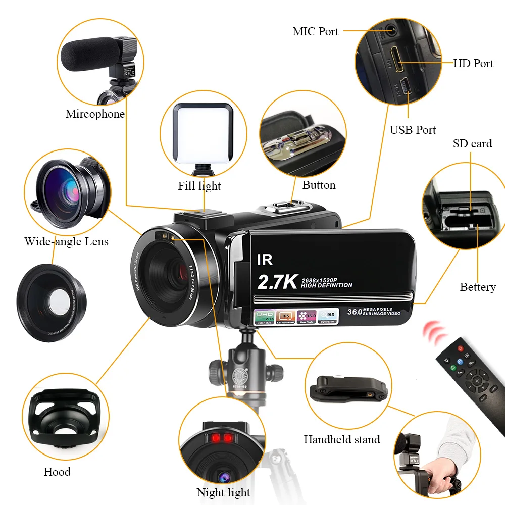 2.7k Mini Dv Player 1080p Video Camera Recorder Cheap Camcorder Digital