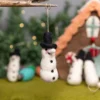 Felt White Mini Snowman with Black Hat