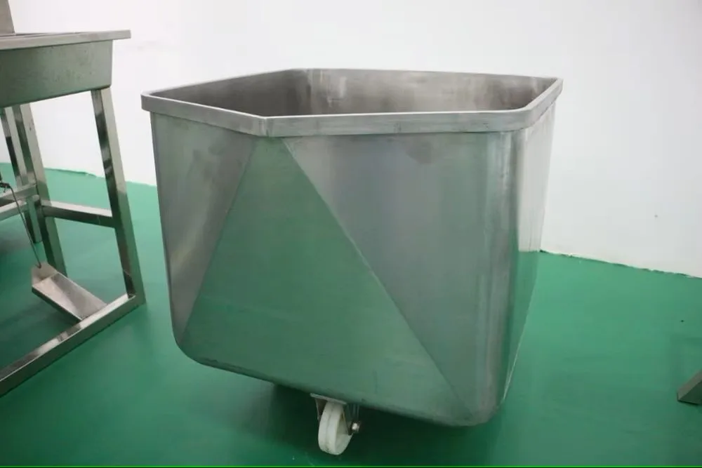 304 stainless steel trolley, 200 liter capacity, for meat and food processing