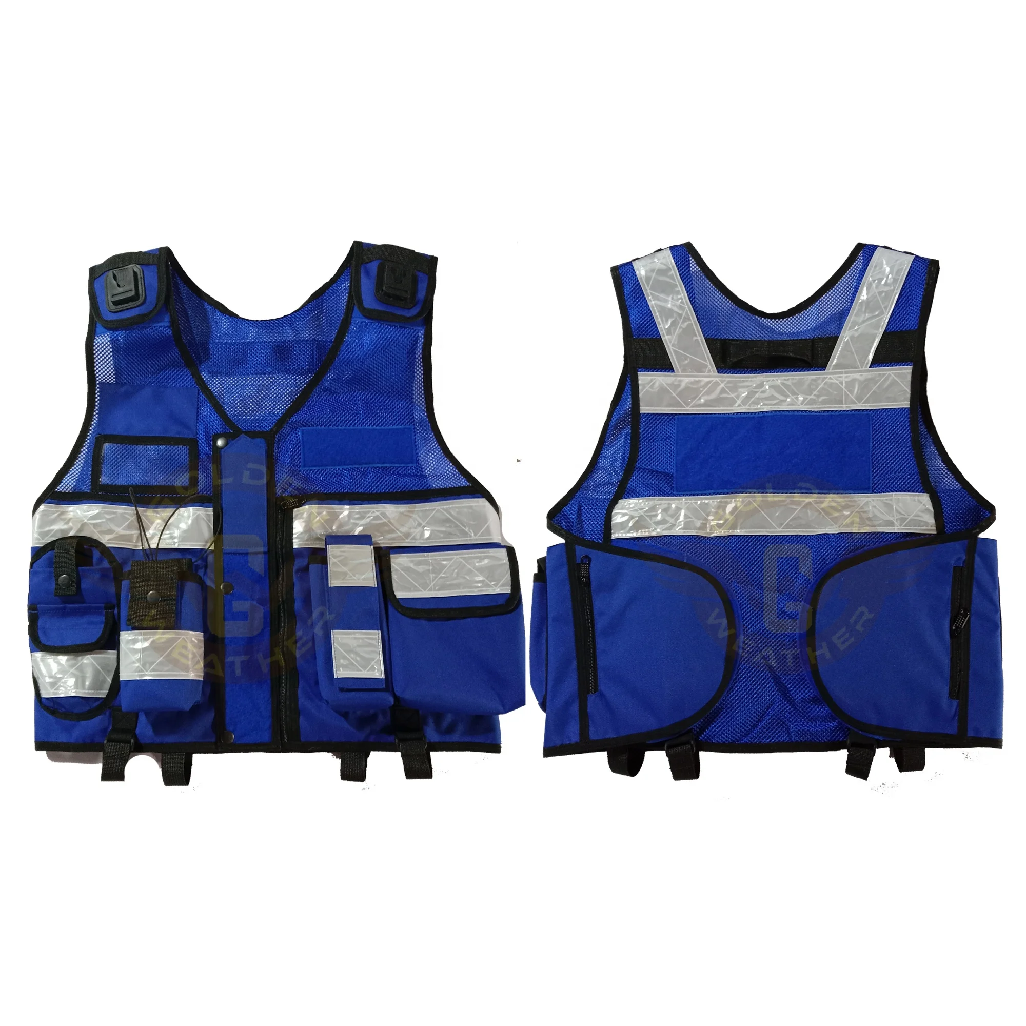 Oem Design Security High Visibility Reflective Vest Front Zipper