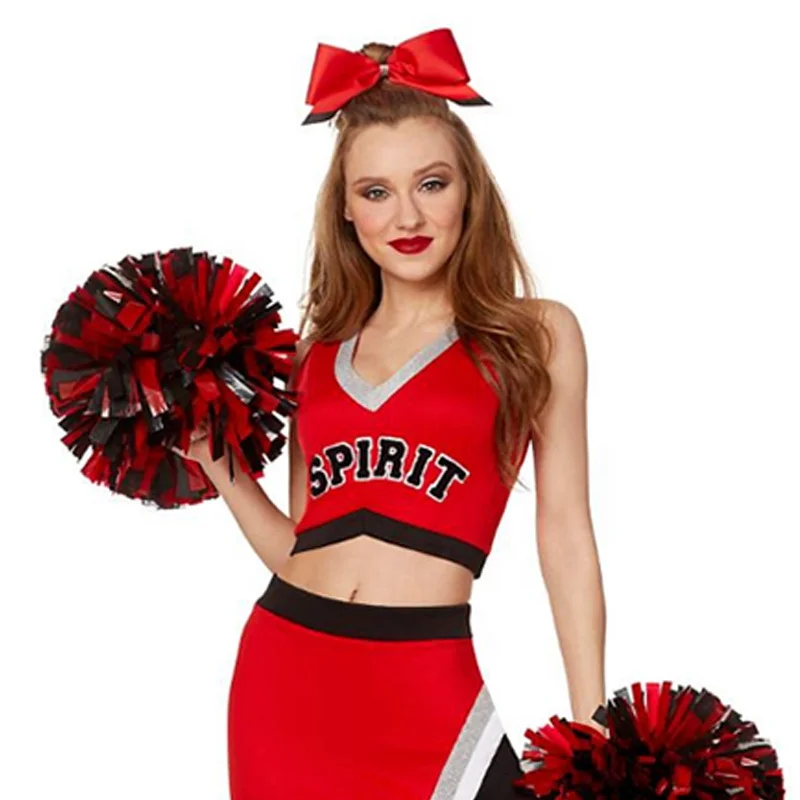 Women Sexy Performs Custom Cheerleading Dresses Uniforms With Pompom School Girl Team 5919