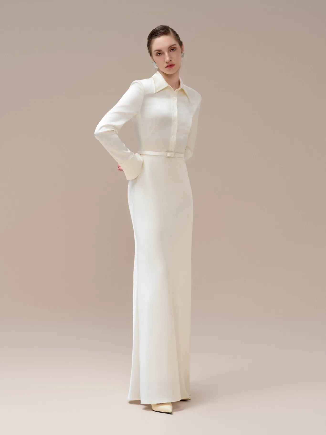 Sustainable Fashion Elegant Dress Silk Japan Mison AUDREY DAY DRESS Elegant  Satin Fabric Casual Dresses from WHITE ANT Vietnam