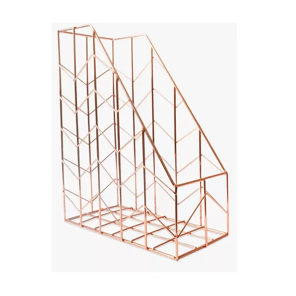 Heart Shaped File Folder Stand - 5 Slot Desktop Organizer Gold Metal