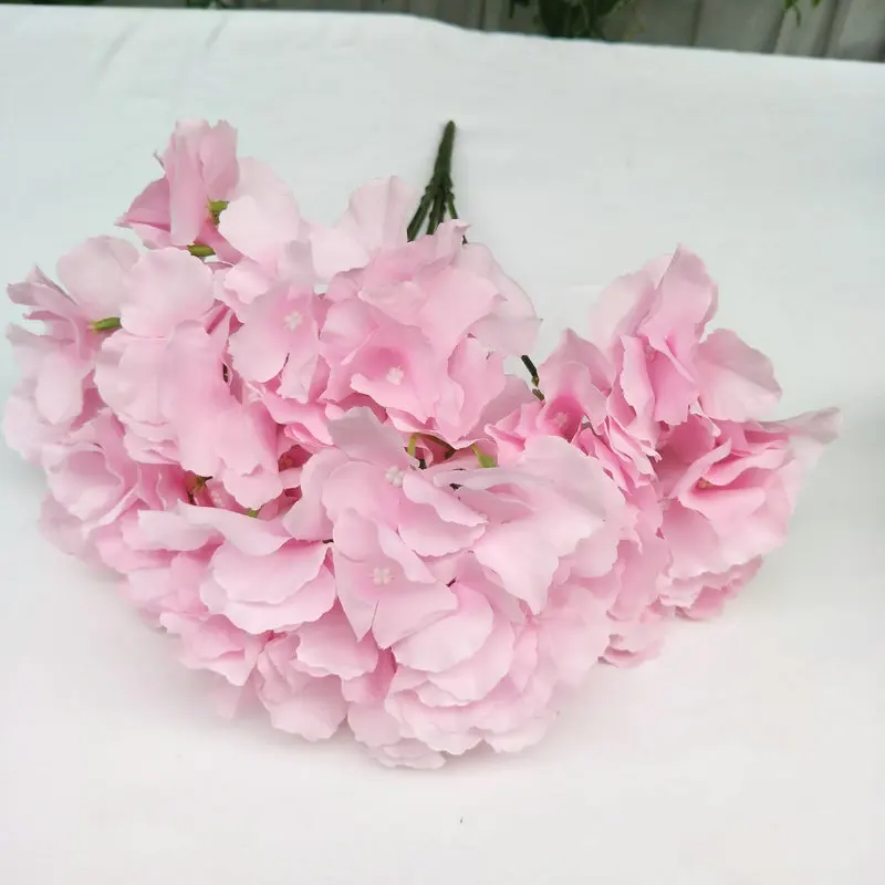 Yopin965 5 Heads Fake Cream Hydrangea Artificial Bulk Silk Hydrangeas