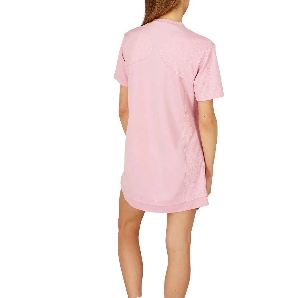 OEM Womens Pink Tennis Dress V-Neck Short Sleeve Lightweight Breathable  Activewear Sports Ladies Dress for Summer| Alibaba.com