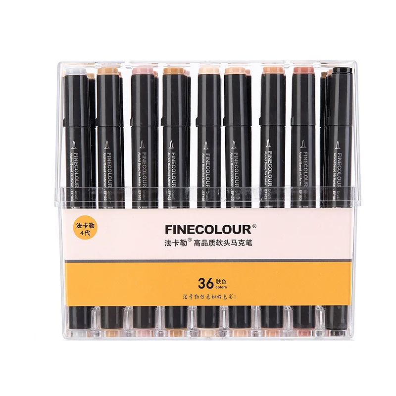 Finecolour EF103 12/24/36/48/60/72 Colours Newest 4th Generation Alcohol  Based Dual Brush Tip Art Drawing Marker Pen Set