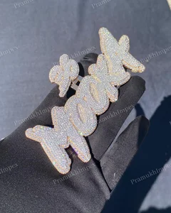 Unique Party Wear Letter Pendant Fully Iced Out Customized Rose Gold Plated Hip Hop Pendant 925 Silver Moissanite Unisex Jewelry