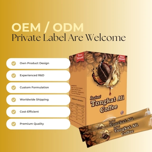 Private Label Men Coffee Powder with Maca and Tongkat Ali Extract