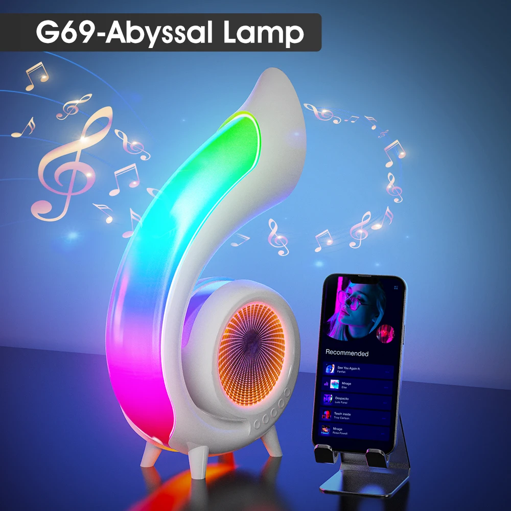 Latest Design G Shape Fullrange Speaker BT Speaker Night Light Multifunctional with Speaker Wireless Charger Bluetooth Led Lamp