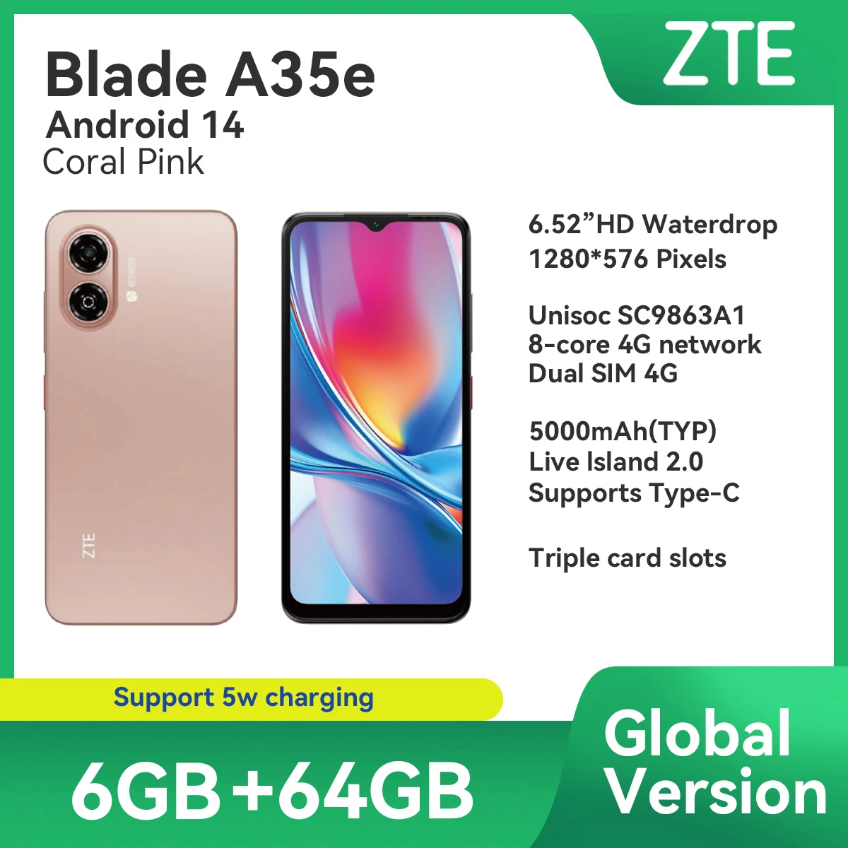 ZTE Blade A35e Smartphone: 6.52