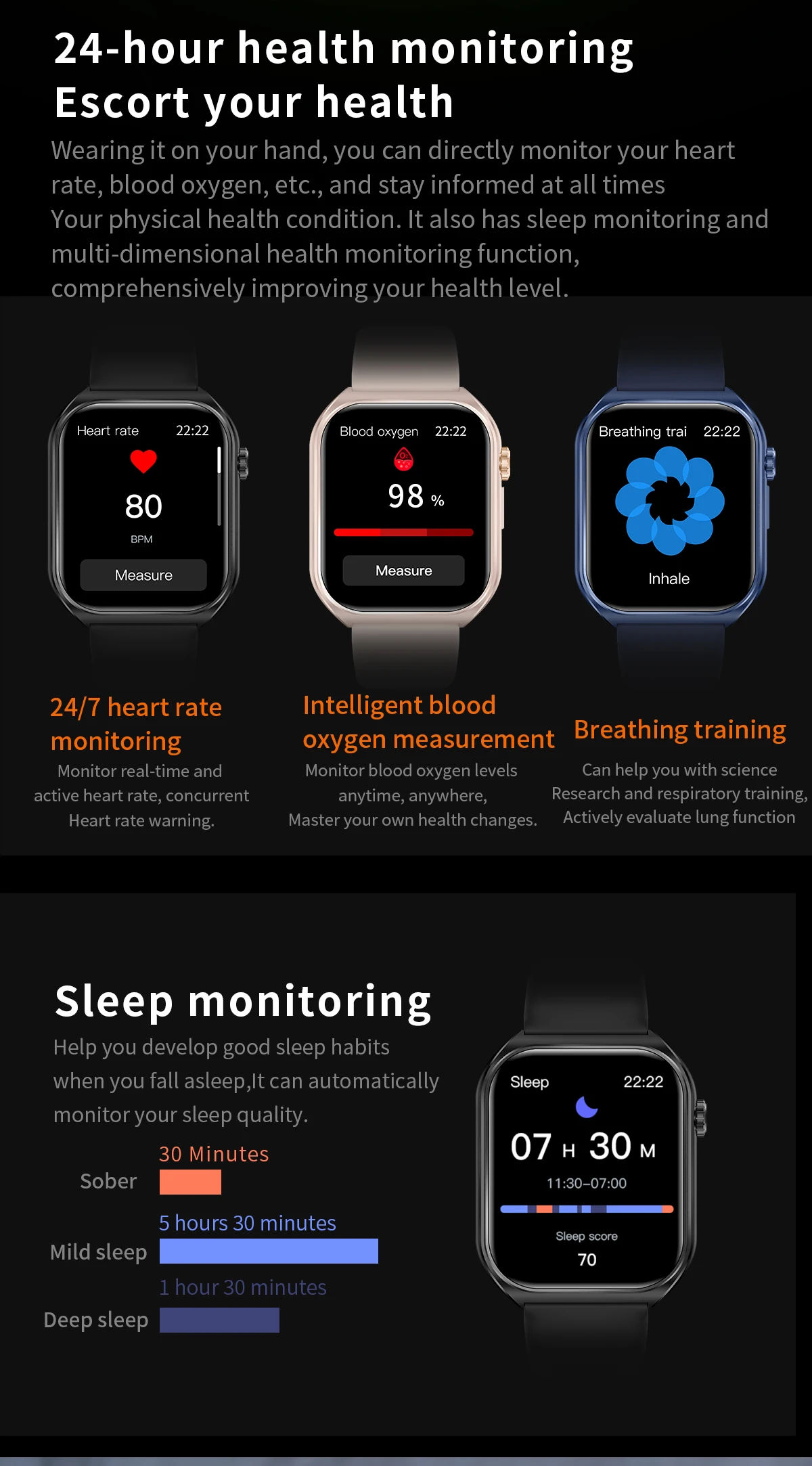 Maxtop Sport Smartwatch Multiple Menu Interactive Modes Heart Rate Monitoring Bracelet Smartwatch