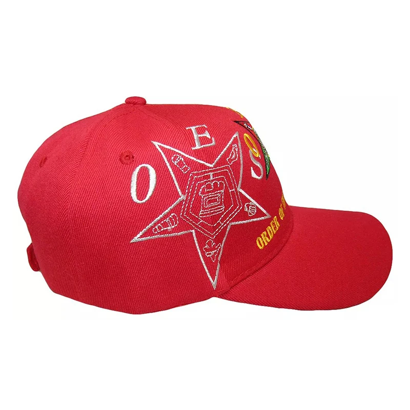 Mason OES Order of the Eastern Star Red 100% Acrylic Shadow Embroidered Hat Cap Regalia Embroidery Letter Hip Hop Custom Hats