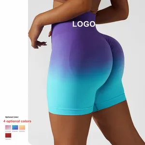 Custom Hot Sale Nylon and Elastane Womens Gym Active Wear Pants Workout Shorts Activewear for Gradient of Color