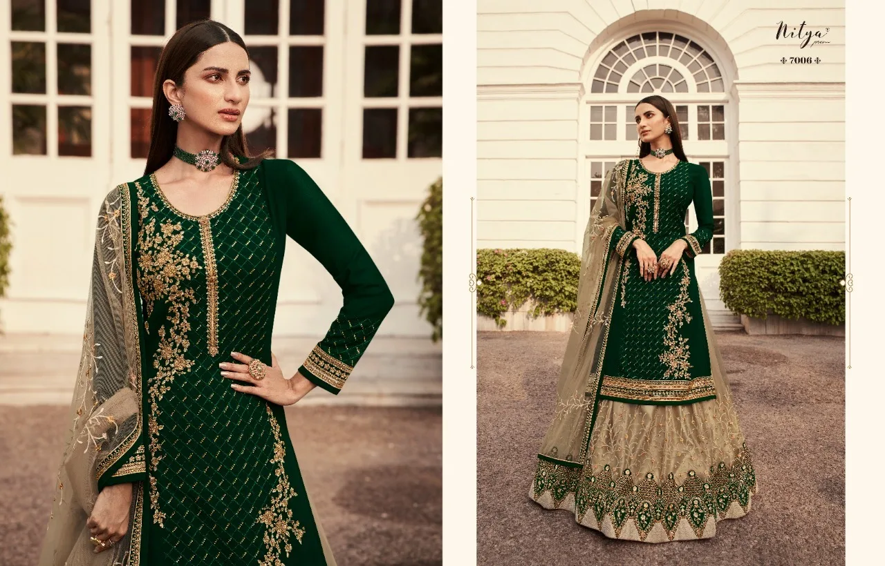 Export Quality Embroidery with Diamond Work Nitya Gharara Style Salwar Kameez for Women From Indian Supplier