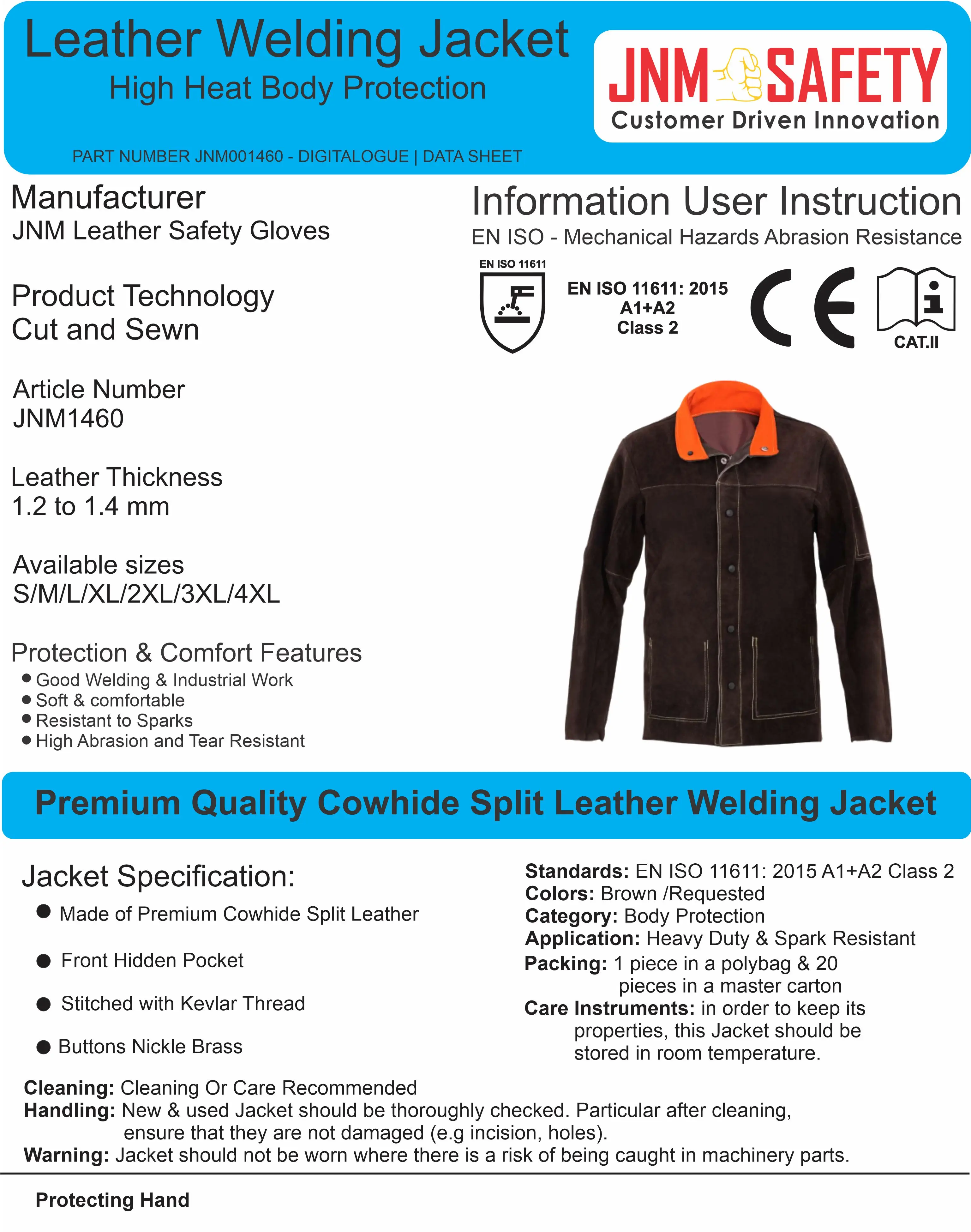 Industrial Safety Personal Protective Fire Resistant Cowhide Split