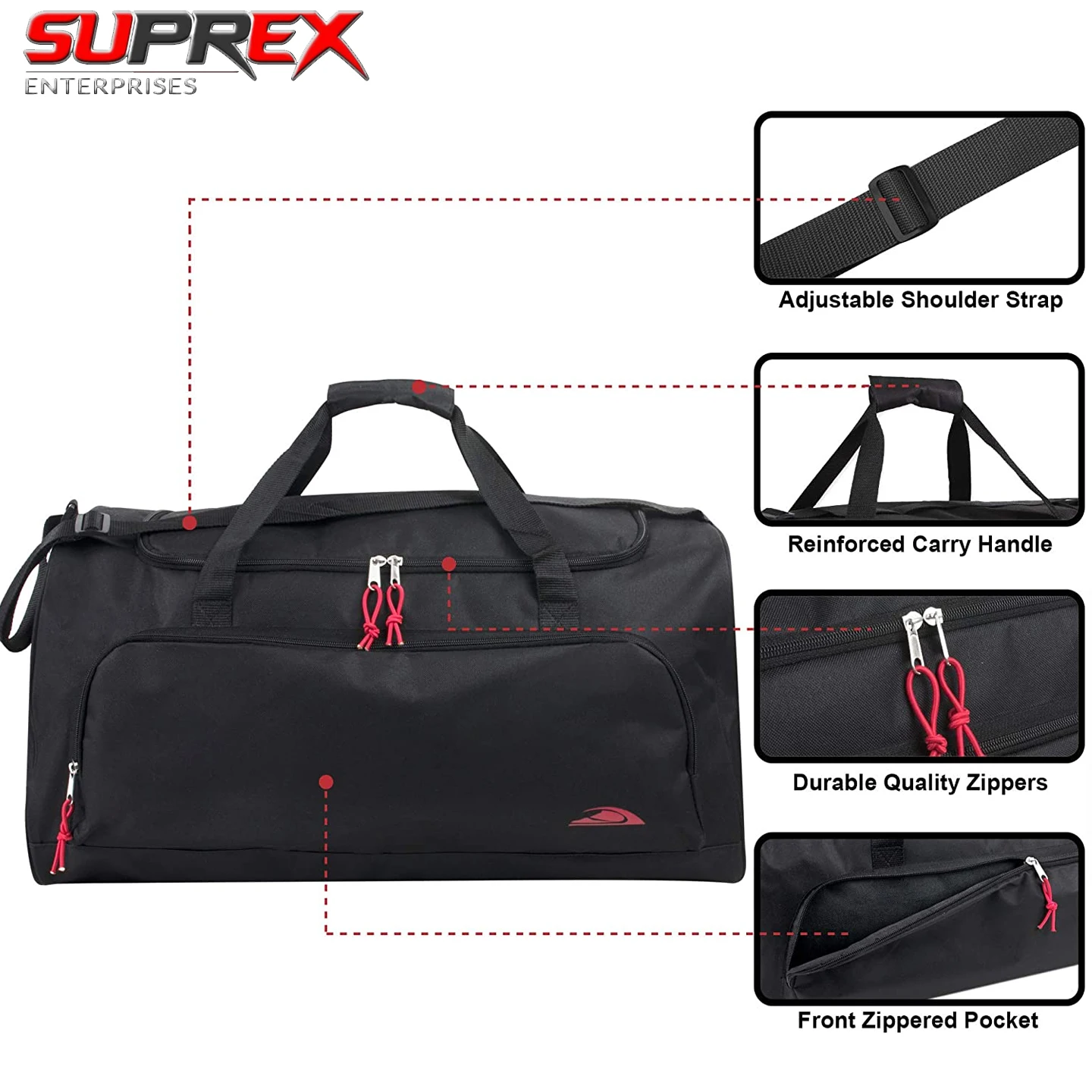 Duffle Bag Dual Front Mesh Pockets (black Gold Gray Dark Green Navy Blue Maroon Royal Blue