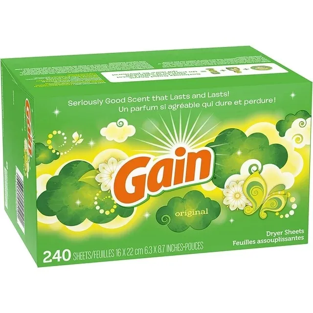 Gain Dryer Sheets Laundry Fabric Softener,Original Scent,240 Count