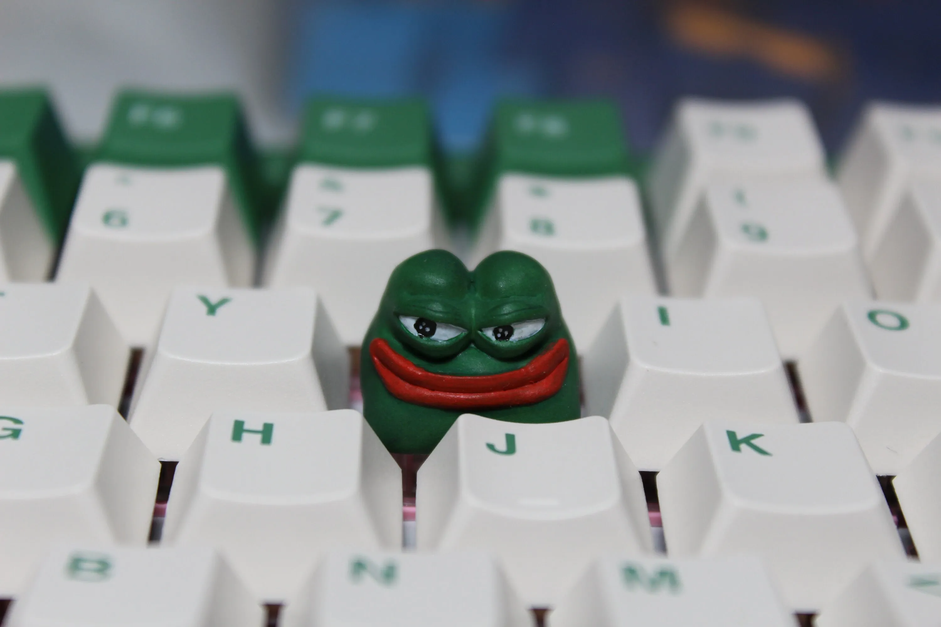 핸드메이드 페인팅 3D 프린트 Pepe the Frog 슬픈 개구리 Feels Good Man 밈 아티산 키캡