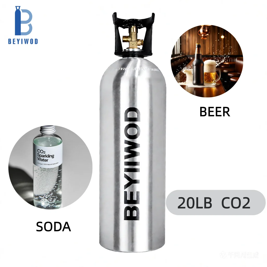 Refillable Co2 Gas Tank Cylinder 520lbs Aluminum Tank Gas Co2 Beverage With Cga320 Valve