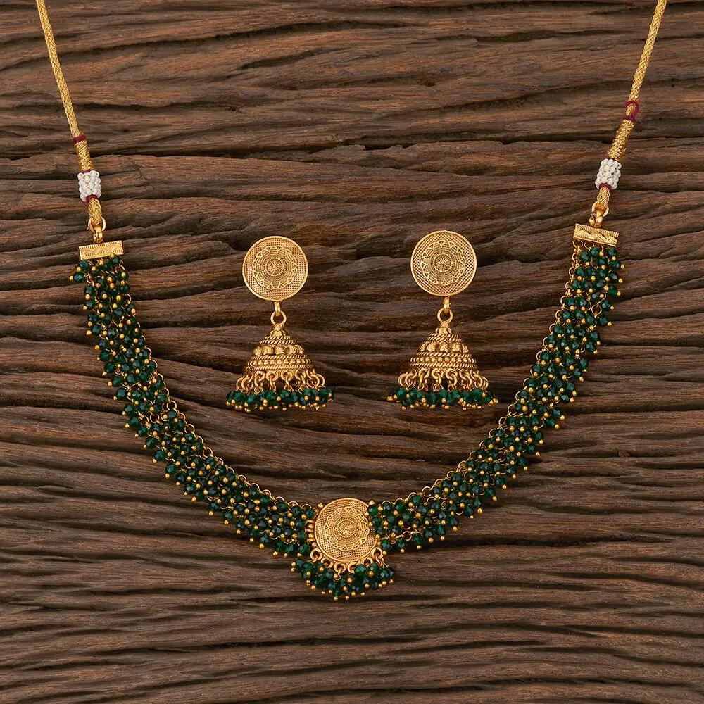 Antique Classic Necklace Set With Matte Gold Plating 217200 Artificial  Jewellery Exporter in India