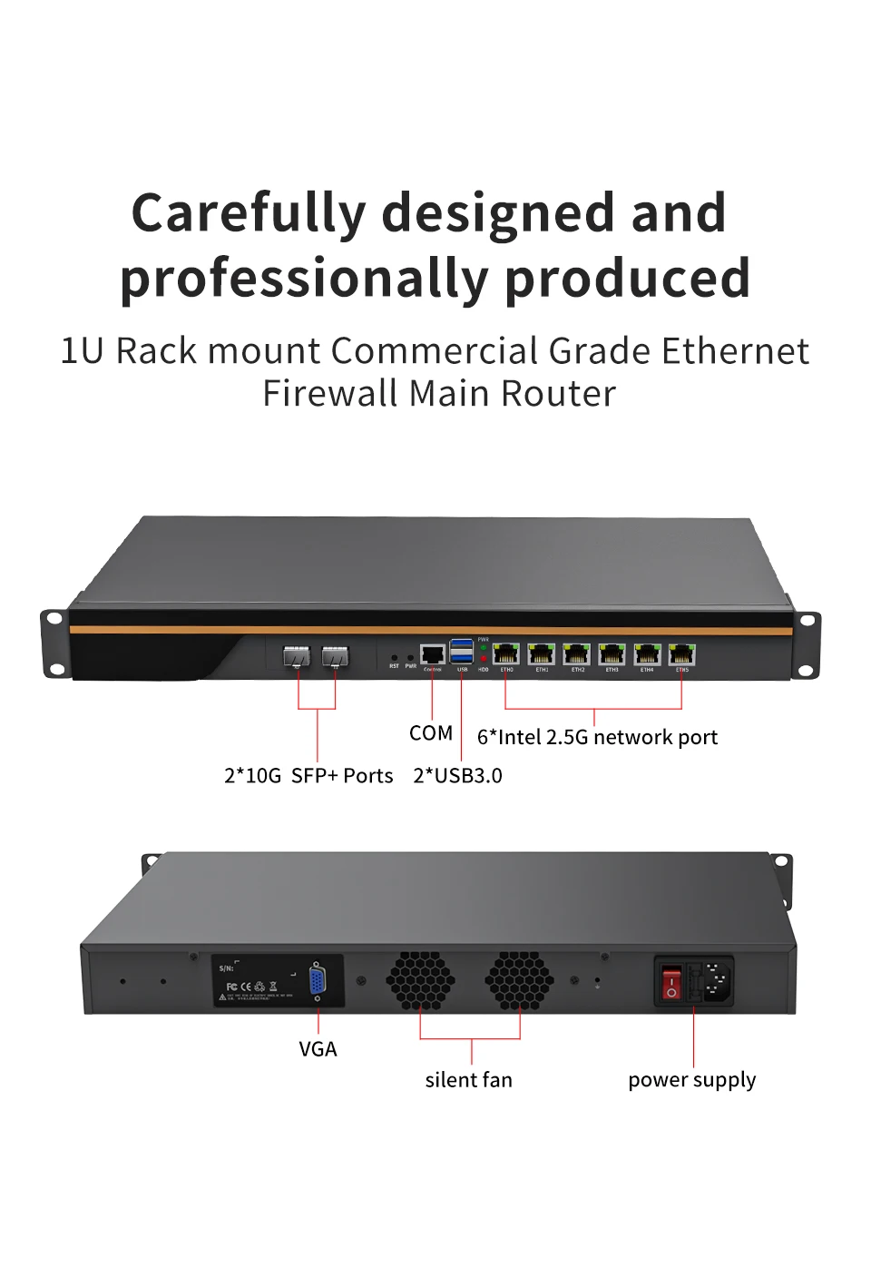 Core I7 I5 I3 Powered 1u Enterprise Firewall Appliance With 6 Lan 2 10g