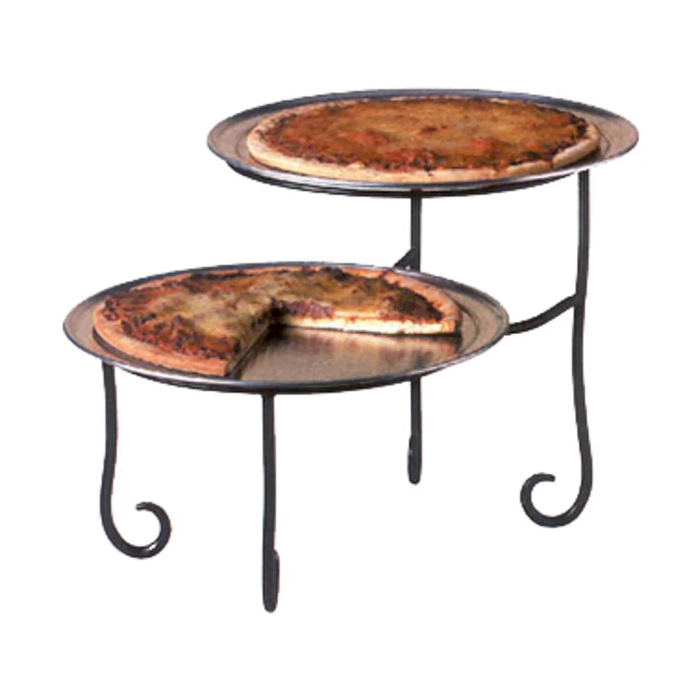 Wilzing 16-Piece Pizza Pan Riser Stand & Server Set - 8 Black Iron Stands + 8 Stainless Steel Spatulas - View #3