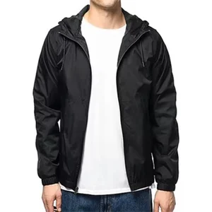 OEM Custom Waterproof and Windproof Outdoor Jackets Running Black Hooded Windbreaker Jacket for Men