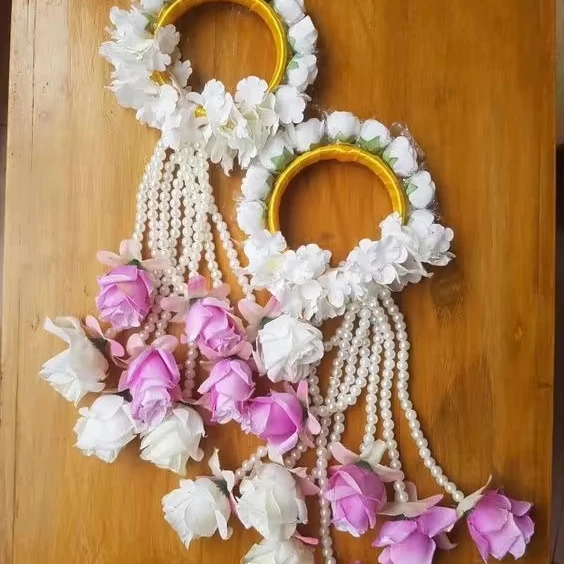 Artificial Flower Bridal Bracelet Set for Pakistani Weddings