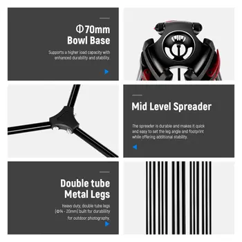 NEEWER 79"/200cm Video Tripod Heavy Duty Aluminum Alloy Camera Tripod Stand With Fluid Drag Head detail image