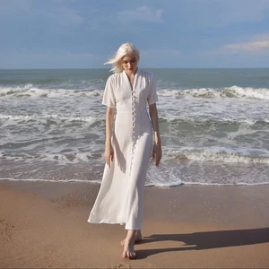 White Wedding Guest Cotton Long Dress for Women Plus Size Clothing Very Elegant And Chic Breathable Maxi Available Big Size