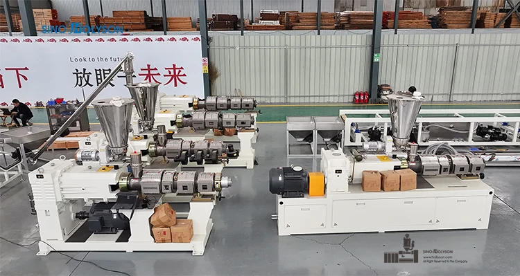HSJZ-65/132 Conical Twin Screw Extruder Machine 37kw 150-250kg/hr