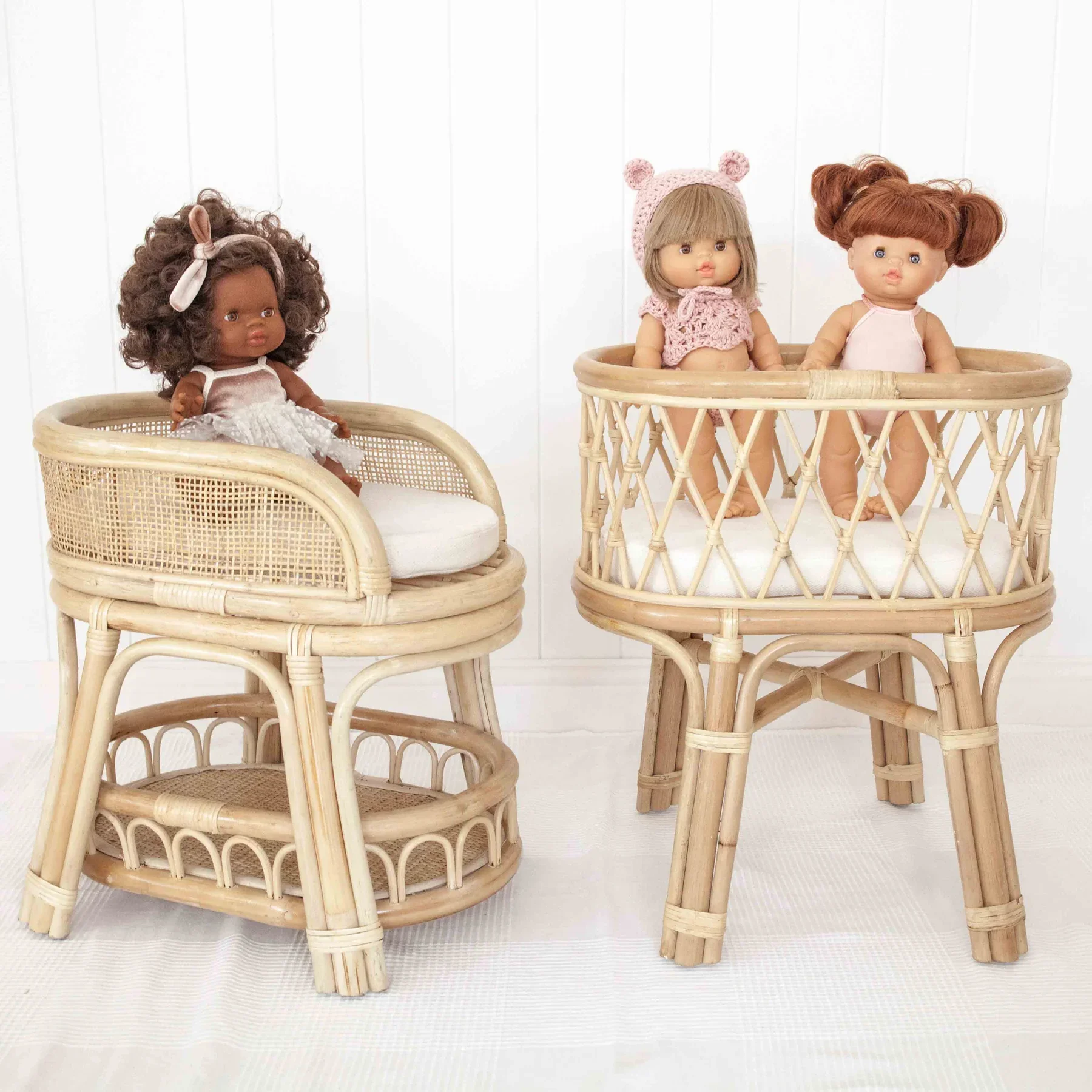 Elegant Natural Rattan Doll Changing Table Handwoven Wicker Changing Table for Doll Nursery Baby Toys Made in Vietnam