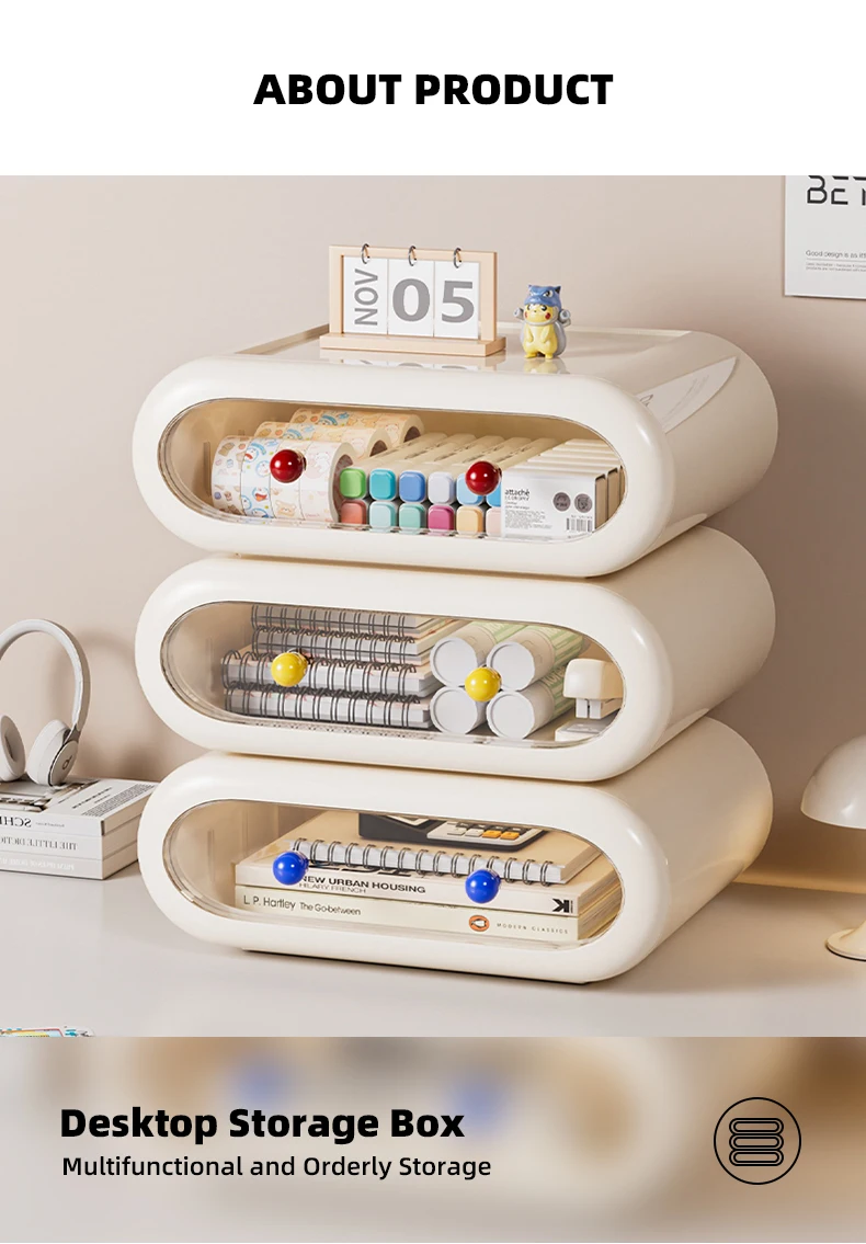 3 tier desk storage box home office storage box-2