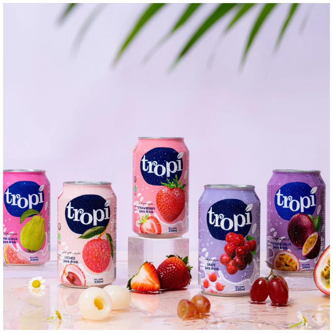 Tropi Fruit Juice Made in Vietnam - Natural Fresh Drink 330ml Canned Wholesale Price/Private Label Accepted